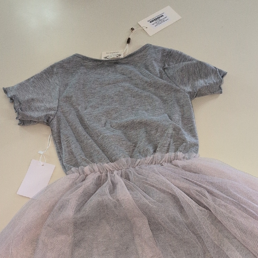 Mia Joy Girls Gray Star Tee with Light Pink Tulle Skirt Dress Size 7 - Picture 7 of 8